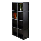 Winsome Timothy Storage Shelf with Wainscoting Panel, 4 x 2 Cube, 25.63" x 11.81" x 53.11", Black-Made from composite wood
