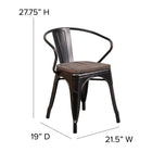 Flash Furniture Black-Antique Gold Metal Chair with Wood Seat & Arms-Galvanized Steel Construction