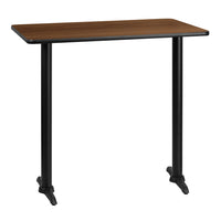 Flash Furniture – Table bistro en stratifié noyer de 30 x 42 po avec 2 bases de 5 x 22 po (XUWA3042T0522B)-Table d'hospitalité à hauteur de bar