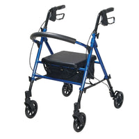 Drive Medical Adjustable Height Rollator with 6" Wheels, Blue-Blue, Aluminum