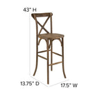 Flash Furniture HERCULES Series Dark Antique Wood Cross Back Barstool - 2 Pack-Designed for Commercial or Residential Use