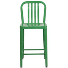 Flash Furniture Commercial Grade 24" High Green Metal Indoor-Outdoor Counter Height Stool with Vertical Slat Back - 2 Pack-Set of 2 Industrial Modern Counter Stools