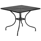 Flash Furniture 35.5" Square Curved Back Black Patio Table Set, 2 Chairs (CO35SQ03CHR2BK)-Black Powder Coat Finish