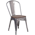 Flash Furniture Chaise empilable en métal enduit lustré avec siège en bois-Capacité de poids de 500 lb