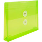 JAM Paper Plastic Envelopes with Button and String Tie Closure, Index Booklet, 5.25 x 7.5, Lime Green Poly, 24 Pack (920B1lig)-Opening: booklet
