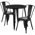 Table ronde de 30 po en métal noir avec 2 chaises à café, intérieur/extérieur (CH-51090TH-2-18CAFE-BK-GG)-Table à café en métal