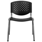 Chaise empilable en plastique noir de la série HERCULES, capacité de 880 lb avec cadre enduit de poudre grise titane-Ensemble de 5 chaises empilables polyvalentes