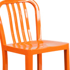 Flash Furniture Commercial Grade 24" High Orange Metal Indoor-Outdoor Counter Height Stool with Vertical Slat Back - 2 Pack-Galvanized Steel Construction
