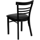 Flash Furniture HERCULES Series Black Three-Slat Ladder Back Metal Restaurant Chair - Black Vinyl Seat - 2 Pack-2.5" Thick Foam Padded Seat