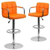 Flash Furniture – Tabouret de bar à hauteur ajustable de 20 x 18 po en vinyle, orange-Ensemble de 2 tabourets de style contemporain