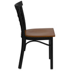Flash Furniture HERCULES Series Black Three-Slat Ladder Back Metal Restaurant Chair - Cherry Wood Seat-Ladder Back Design