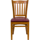 Flash Furniture HERCULES Series Vertical Slat Back Cherry Wood Restaurant Chair - Burgundy Vinyl Seat - 2 Pack-Set of 2 Wood Dining Chairs