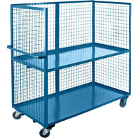 Kleton Wire Mesh Stock Truck, 2-Shelf, Steel, 30" x 63" x 63", Three-Sided (ML206)-No. of Shelves: 2