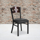 Flash Furniture HERCULES Series Black 3 Circle Back Metal Restaurant Chair - Walnut Wood Back, Black Vinyl Seat - 2 Pack-Welded Joint Assembly