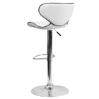 Flash Furniture 17 1/2" x 17 1/2" Cozy Mid-Back Vinyl Adjustable Bar Stool with Chrome Base, White, 2 Pack-Deep Curved Back and Seat