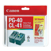 Canon PG-40/CL-41 Black/Colour Printer Ink and 50-Sheet Photo Paper Value Pack-Includes one PG-40 black ink cartridge and one CL-41 colour ink cartridge