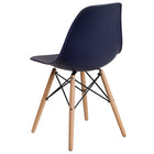Flash Furniture Elon Series Navy Plastic Chair with Wooden Legs-Polypropylene Molded Structure