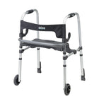 Drive Medical Clever Lite LS Rollator Walker with Seat and Push Down Brakes-Grey, Aluminum
