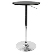 Nicer Furniture 28" Adjustable Height Bar Table - Chrome Base-A lightweight and versatile table that can accommodate various settings: bars, bistros, restaurants, and event venues