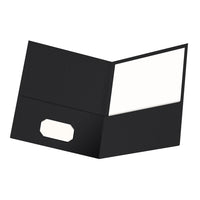 Oxford Textured Stock Twin Pocket Portfolio - Letter Size - Black-Oxford Two Pocket Folders are made from black textured paper that shows fewer smudges and marks than smooth paper