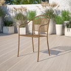 Flash Furniture Gold Indoor-Outdoor Steel Patio Arm Chair with Round Back-1.2mm Tubular Frame