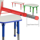 Flash Furniture 23.625"W x 47.25"L Rectangular Red Plastic Height Adjustable Activity Table with Grey Top-220 lb. Static Load Capacity