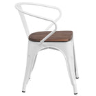 Flash Furniture Metal Chair with Wood Seat & Arms - White-Stack Quantity: 8