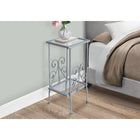 Monarch Specialties 3158 Accent Table - 30"H/Silver Metal With Tempered Glass-1 year limited warranty on parts