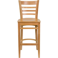 Flash Furniture HERCULES Series Ladder Back Natural Wood Restaurant Barstool-Wood Barstool