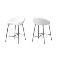 Monarch Specialties 2296 Barstool - White/Chrome Base/Counter Height - 2 Pack-Set of 2 counter height bar stools