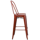 Flash Furniture – Tabouret de bar de 30 po en métal vieilli avec dossier, pour intérieur, rouge Kelly (ET353430RD)-Dossier courbé avec latte verticale