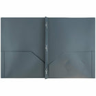 JAM Paper Plastic POP Two Pocket Clasp School Folders with Prong Clip Fasteners, Grey, 12 Pack (382ECgyg)-Grey
