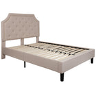 Flash Furniture Brighton Full Size Tufted Upholstered Platform Bed - Beige Fabric-Arched Headboard