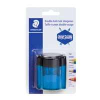 Staedtler Premium-Quality Plastic Sharpener with Oval Receptacle - 2 Holes - Assorted Colours - 1 Pack-Manual