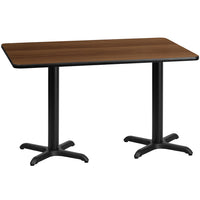 Flash Furniture – Table en stratifié noyer de 30 x 60 po avec 2 bases de 22 x 22 po (XUWA3060T2222)-Table d'hospitalité