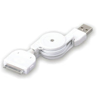 Electronic Master 3' iPod Male to USB Male Retractable Cable, 1.2" x 5.5" x 7.9", White-Cable can be retractable for convenience use