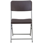 Flash Furniture HERCULES Series Rattan Plastic Folding Chair with Grey Frame - Brown-Plastic Folding Chair