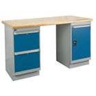 Kleton Workbench, Laminated Top, 2 Pedestals, 2 Drawers and 1 Door, 36"W x 72"L x 34"H-34" overall height
