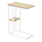 Monarch Specialties 3677 Accent Table - 25"H/Natural/White Metal-C-shaped accent table with a base that can be slid underneath sofas for convenience