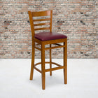 Flash Furniture HERCULES Series Ladder Back Cherry Wood Restaurant Barstool - Burgundy Vinyl Seat - 2 Pack-Solid European Beech Hardwood Construction