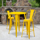 30'' Round Yellow Metal Indoor-Outdoor Bar Table Set with 2 Cafe Barstools [CH-51090BH-2-30CAFE-YL-GG]-30"W x 30"D x 41"H