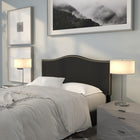 Flash Furniture Lexington Upholstered Full Size Headboard with Accent Nail Trim - Black Fabric-Black Fabric Upholstery