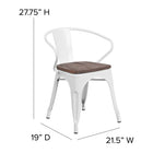 Flash Furniture Metal Chair with Wood Seat & Arms - White-Galvanized Steel Construction