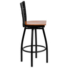 Flash Furniture – Tabouret de bar pivotant HERCULES en métal noir, dossier à traverses en « X », assise en cerisier-Conception à dossier en croix