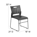 Flash Furniture HERCULES Series Black Sled Base Stack Chair with Air-Vent Back-Supportive Front Cross-Brace