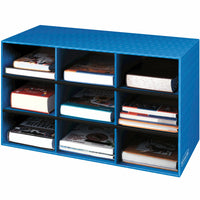 Bankers Box 9-Compartment Classroom Cubby, Blue-Provides a central location for storing large textbooks and tracking student work at a glance