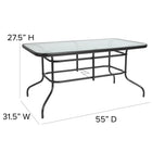 Flash Furniture 31.5" x 55" Rectangular Tempered Glass Metal Table-1.5'' Edge Top