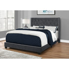 Monarch Specialties 5986Q Queen Size Bed - Dark Grey Velvet With Chrome Trim-QUEEN: 87.5"L x 66.5"W x 49.75"H