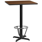 Flash Furniture Laminate 24" Square X-Base Table, Walnut (XUWA2424T22B3F)-Bar Height Hospitality Table