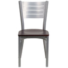Flash Furniture HERCULES Series Slat Back Metal Restaurant Chairs with Mahogany Wood Seat - Silver - 2 Pack-Set of 2 Metal Dining Chairs